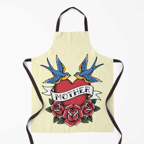 Item preview, Traditional Old School 'Mother' Tattoo Flash with Heart, Swallows, and Roses designed and sold by 89BLACK.