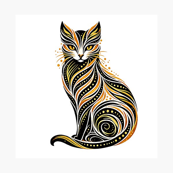 Item preview, Elegante arte lineal de gato designed and sold by Bellassi.