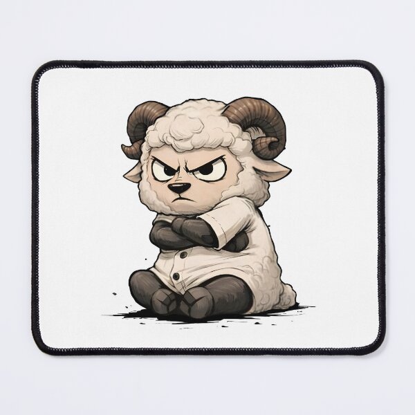 Item preview, Angry Cute Ram Cartoon | Grumpy Sheep Chibi Illustration designed and sold by Senkov.