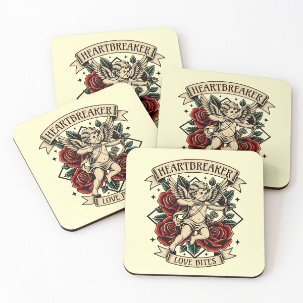 Item preview, Heartbreaker Love Bites Traditional Tattoo Cupid With Roses designed and sold by 89BLACK.