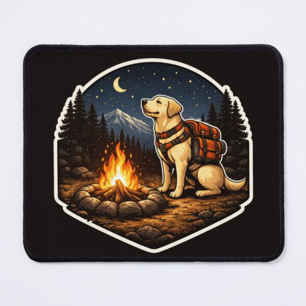 Item preview, Labrador Retriever Campfire Night – Moonlit Hiking Adventure Dog Badge designed and sold by PawPrintCustom.
