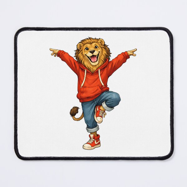 Item preview, Happy Dancing Lion in Red Hoodie – Cute Funny Animal Illustration designed and sold by Senkov.