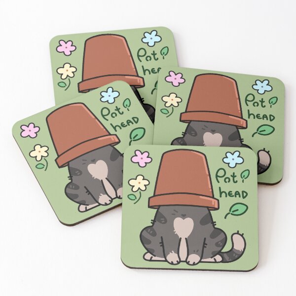 Item preview, pot head cat designed and sold by sadfacestickers.
