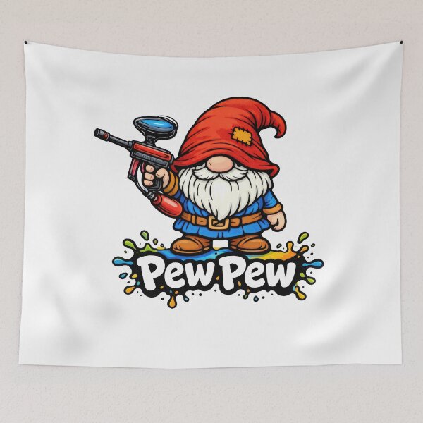 Item preview, Pew Pew Gnome Paintball Cartoon – Funny Gaming & Paintball Art designed and sold by Moriarty's Digital Visions.