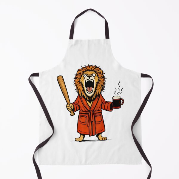 Item preview, Angry Lion with Coffee and Bat | Morning Mood Funny Illustration designed and sold by Senkov.
