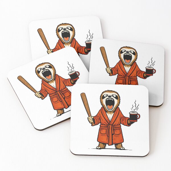 Item preview, Angry Sloth with Bat and Coffee | Funny Lazy Morning Meme designed and sold by Senkov.