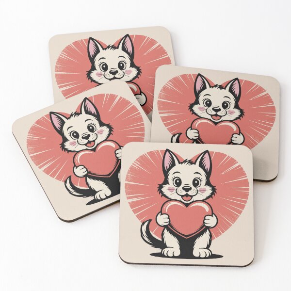 Item preview, Cute Valentine Dog Holding Heart – Retro Love Pet Design designed and sold by SoftStyleStudio ⭐⭐⭐.