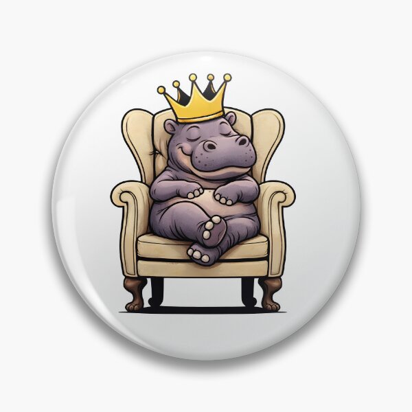 Item preview, Cute Royal Hippo King Sitting on Armchair – Funny Animal Illustration designed and sold by Senkov.
