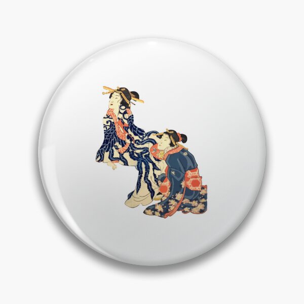 Item preview, Japan Ukiyoe two girls blue kimono designed and sold by Ukiyoe_japan.