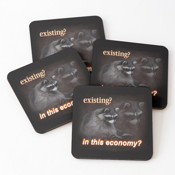 Item preview, Existing In This Economy Sad raccoon word art designed and sold by MatthewJordas.