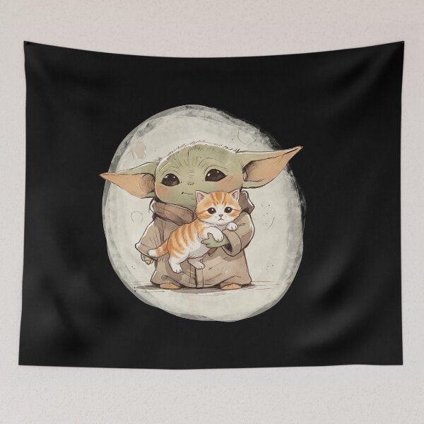 Item preview, BABY YODA WITH MUNCHKIN KITTEN designed and sold by LIS AND MELIVERSO.