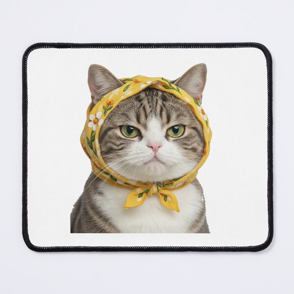 Item preview, Funny Cat Wearing Yellow Floral Headscarf designed and sold by TeeARTHY.