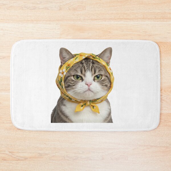 Item preview, Funny Cat Wearing Yellow Floral Headscarf designed and sold by TeeARTHY.
