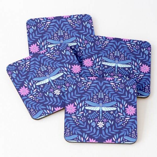 Item preview, Floral Dragonflies - Dark Blue designed and sold by monitdesign.