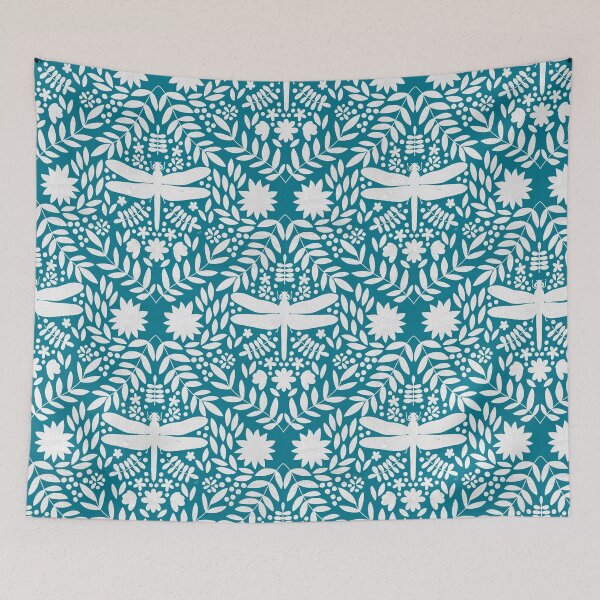 Item preview, Floral Dragonflies - White & Blue designed and sold by monitdesign.