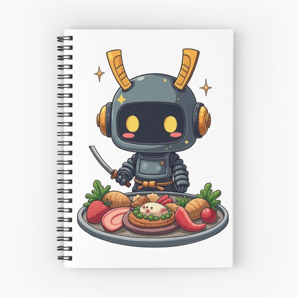 Item preview, Samurái chatbot kawaii ansioso - Ilustración de robot juguetón designed and sold by SpektroDesign.