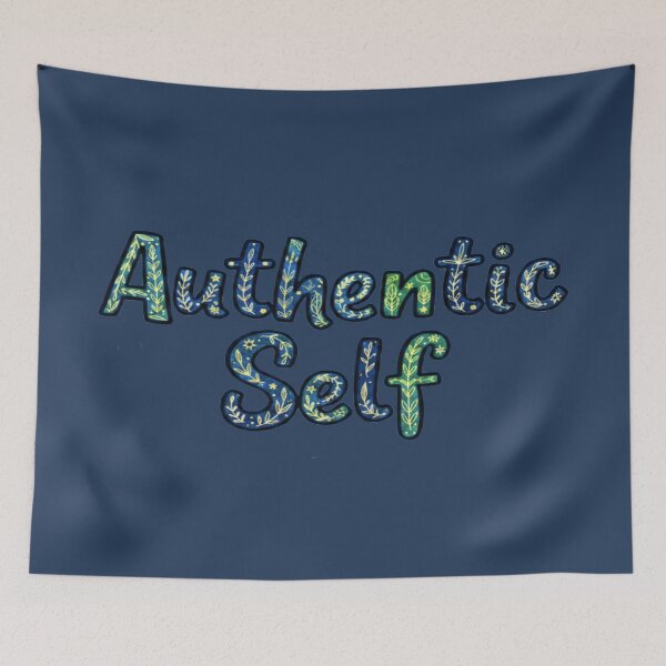 Item preview, Authentic Self - Intricate Gold & Green Floral Lettering designed and sold by Dakson Design - Fantasy Art.