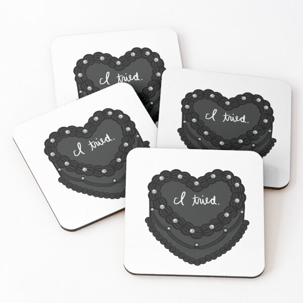 Item preview, “I Tried” Black Vintage Heart Cake | Funny Cute Sticker designed and sold by Dreamspun Designs.