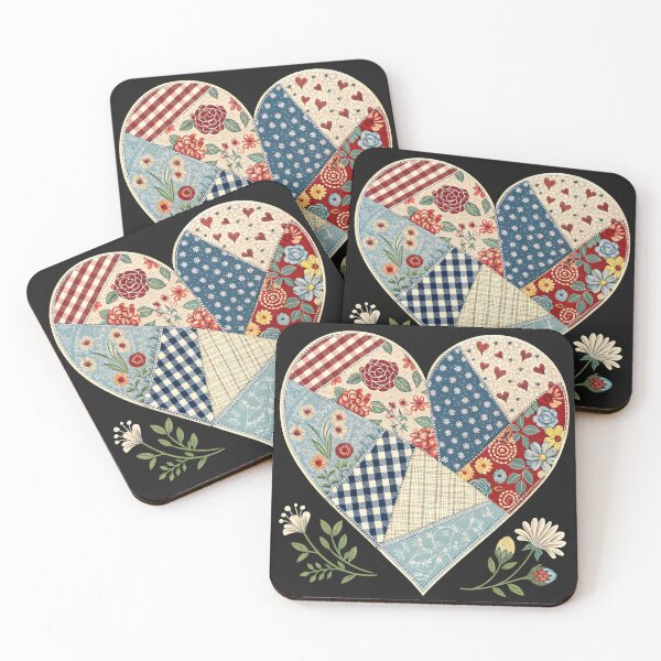 Item preview, A patchwork-style heart made of different floral fabric patterns designed and sold by GogoGrove.