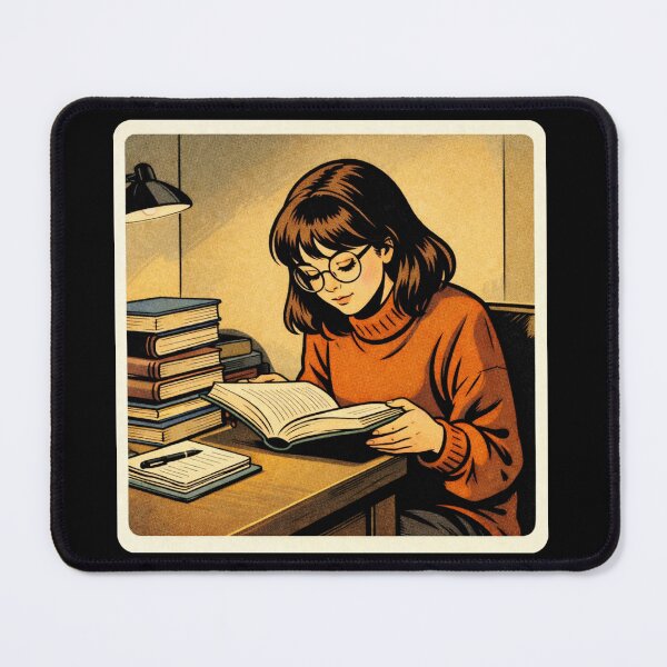 Item preview, Book Lover Lofi Girl – Late Night Desk Reading – gift for book lovers • Retro Comics • Vintage Halftone designed and sold by JacobKAurumhead.