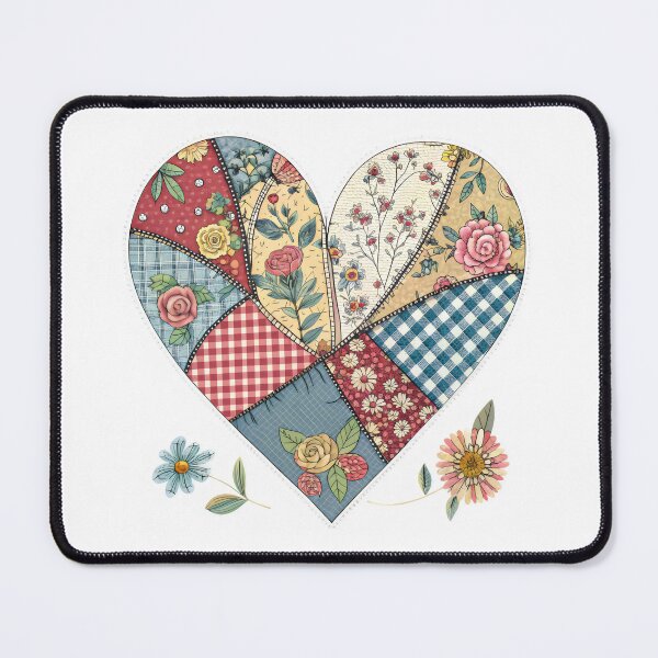 Item preview, A patchwork-style heart made of different floral fabric patterns designed and sold by GogoGrove.