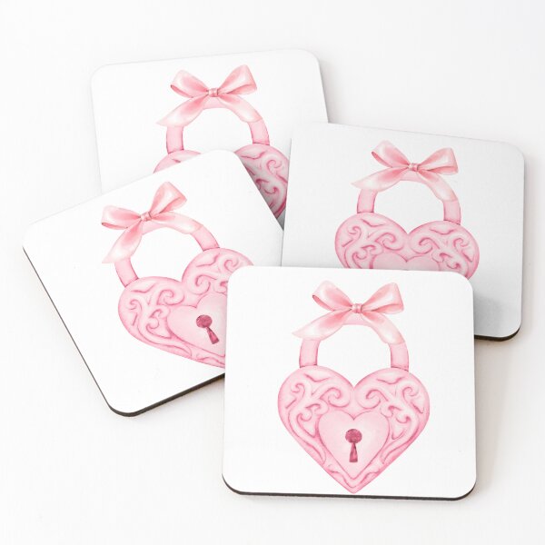 Item preview, Watercolor Valentine’s Day Heart Lock with Pink Bow – Coquette Love Aesthetic designed and sold by DivinePassion.