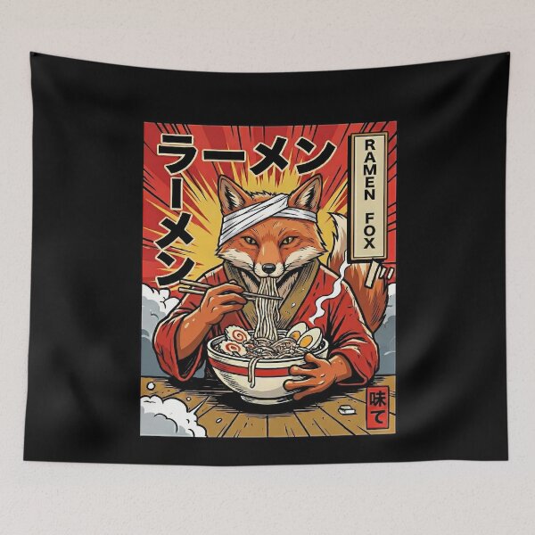 Item preview, Japanese Ramen Fox Popart Noodles Eater designed and sold by k3rstman1.