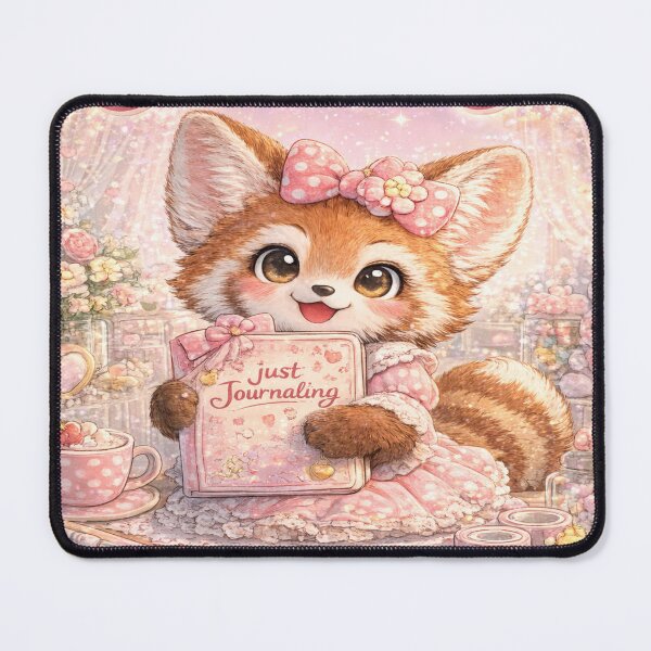 Item preview, Just Journaling – Girly Kawaii Red Panda with Journal designed and sold by Paws-nd-Prints.