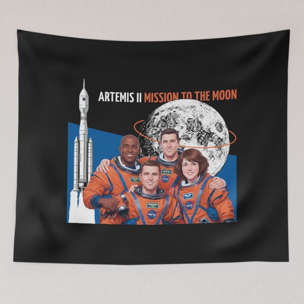 Item preview, Artemis II Astronaut Crew Mission to the Moon Dark Space Art designed and sold by KiwiRider.