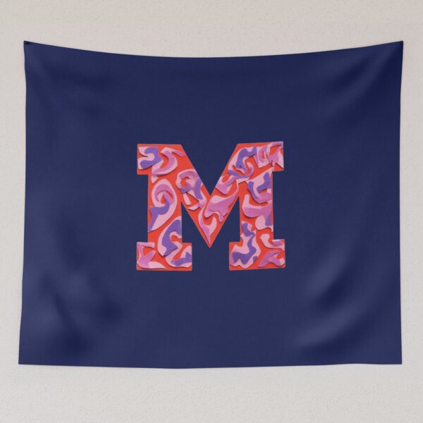 Item preview, Colorful patterned letter M in vibrant abstract design designed and sold by Rue Market.