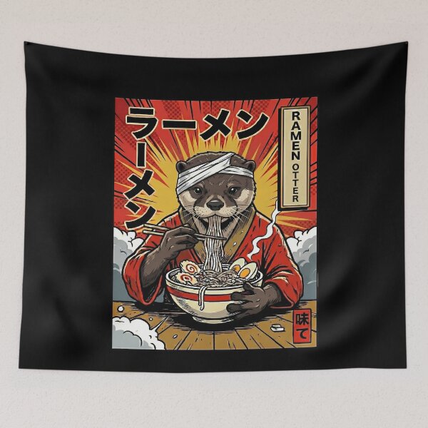 Item preview, Popart Japanese Ramen Otter Eating Noodles designed and sold by k3rstman1.