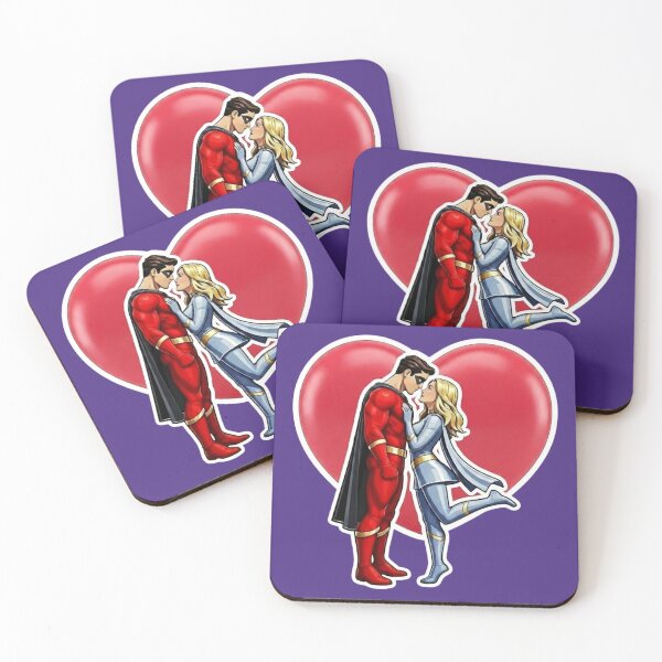 Item preview, Valentine Superhero Couple Illustration - Romantic Heart Love Art, Comic Superhero Couple Valentine's Day Design designed and sold by AnTartstudios.