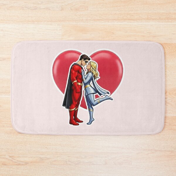 Item preview, Valentine Superhero Couple Illustration - Romantic Heart Love Art, Comic Superhero Couple Valentine's Day Design designed and sold by AnTartstudios.