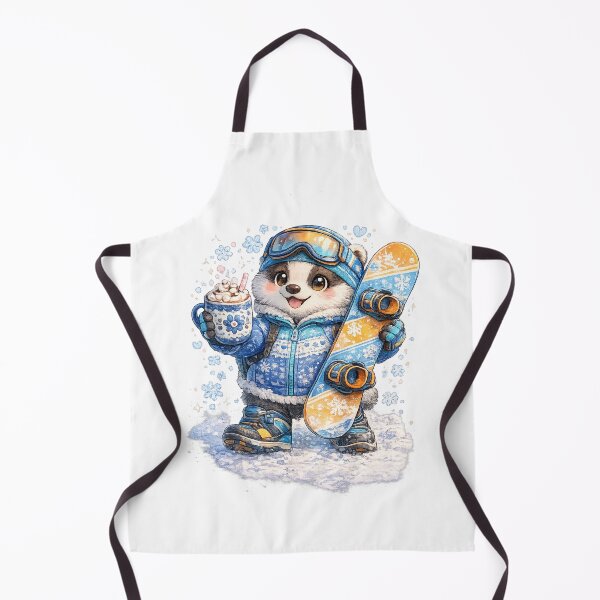 Item preview, Saalbach Snowboard Badger – Kawaii Winter Sports Animal with Hot Chocolate Art designed and sold by Paws-nd-Prints.