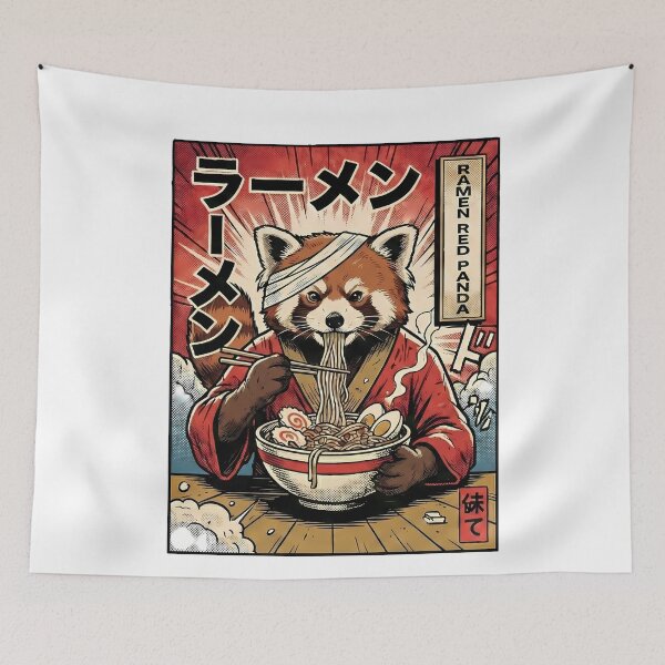 Item preview, Red Panda Ramen Japanese Popart Noodles designed and sold by k3rstman1.