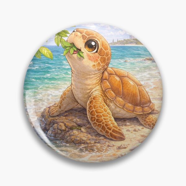 Item preview, Mooloolaba Loggerhead Turtle – Kawaii Australian Beach Animal Art with Cute Coastal Vibes designed and sold by Paws-nd-Prints.