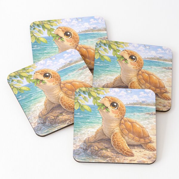 Item preview, Mooloolaba Loggerhead Turtle – Kawaii Australian Beach Animal Art with Cute Coastal Vibes designed and sold by Paws-nd-Prints.