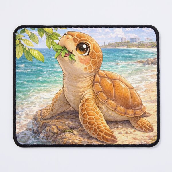 Item preview, Mooloolaba Loggerhead Turtle – Kawaii Australian Beach Animal Art with Cute Coastal Vibes designed and sold by Paws-nd-Prints.
