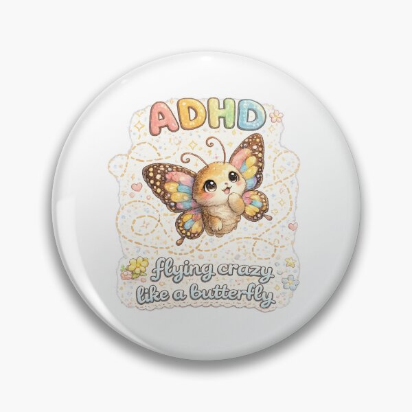 Item preview, ADHD Butterfly – Flying Crazy Like a Butterfly Kawaii Mental Health Art designed and sold by Paws-nd-Prints.