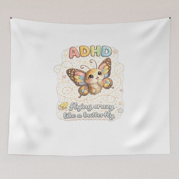 Item preview, ADHD Butterfly – Flying Crazy Like a Butterfly Kawaii Mental Health Art designed and sold by Paws-nd-Prints.
