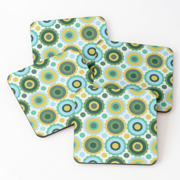 Item preview, Danish Mod Blue Green & Yellow Concentric Circle Floral designed and sold by RetroMaggie.