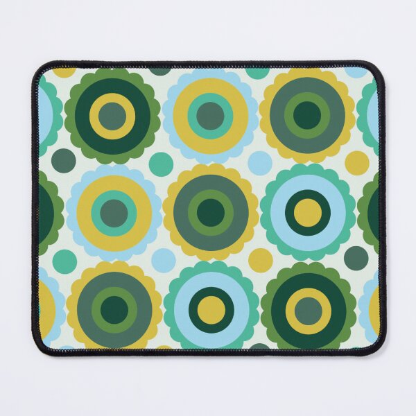 Item preview, Danish Mod Blue Green & Yellow Concentric Circle Floral designed and sold by RetroMaggie.