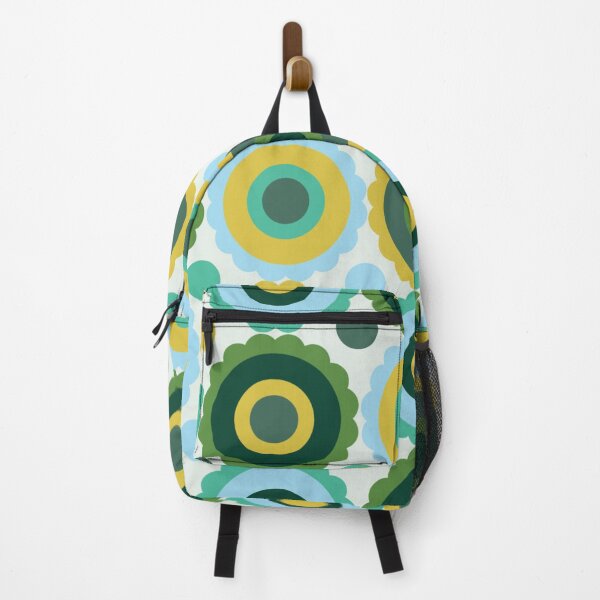 Item preview, Danish Mod Blue Green & Yellow Concentric Circle Floral designed and sold by RetroMaggie.