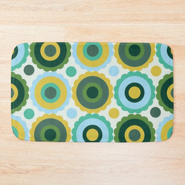 Item preview, Danish Mod Blue Green & Yellow Concentric Circle Floral designed and sold by RetroMaggie.