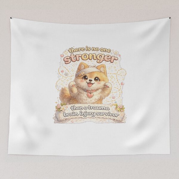 Item preview, TBI Survivor Strength – Kawaii Pomeranian Trauma Brain Injury Encouragement Art designed and sold by Paws-nd-Prints.