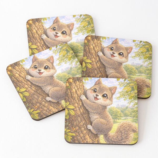 Item preview, Royal Oak Squirrel – Kawaii Eastern Grey Squirrel Climbing Tree Michigan Art designed and sold by Paws-nd-Prints.