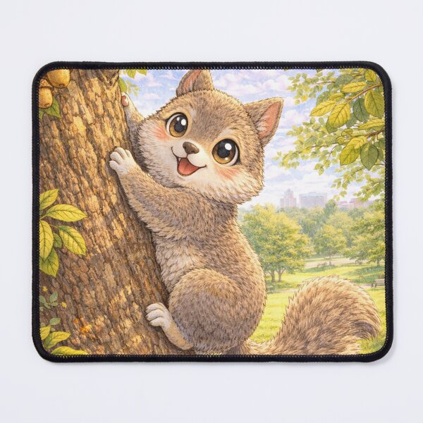 Item preview, Royal Oak Squirrel – Kawaii Eastern Grey Squirrel Climbing Tree Michigan Art designed and sold by Paws-nd-Prints.