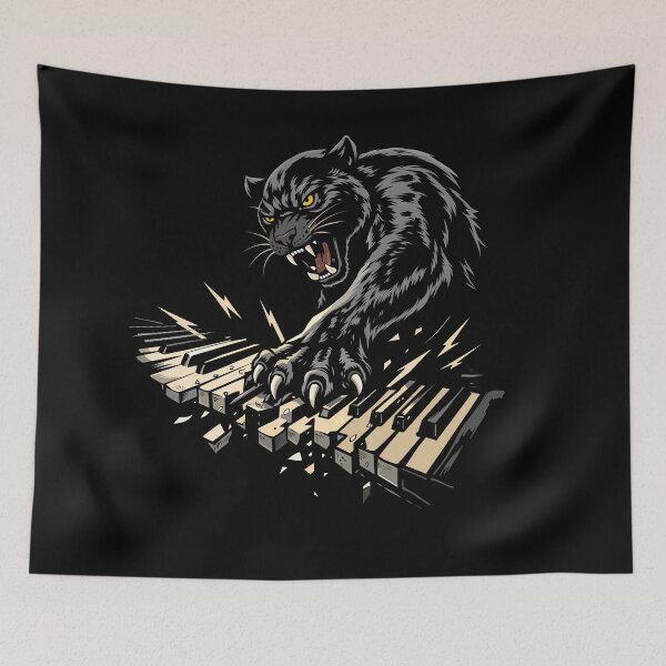 Item preview, Black Panther Piano – Savage Melody Power Illustration designed and sold by LluviaStudio.