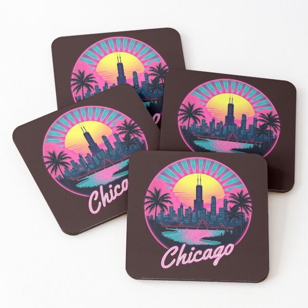 Item preview, Chicago Retro Synthwave City Skyline Art designed and sold by Innova_Creations.