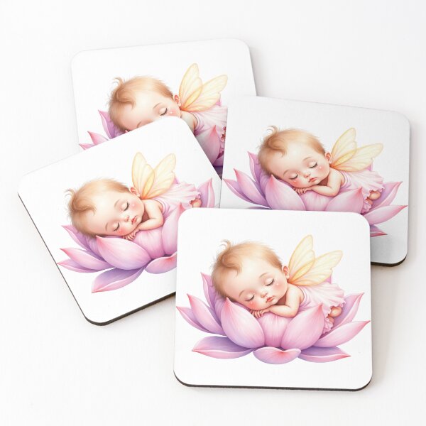 Item preview, Moonpetal Lullaby Fairy – Sleeping Baby on Blush Lotus designed and sold by Dream Bloom Gallery.